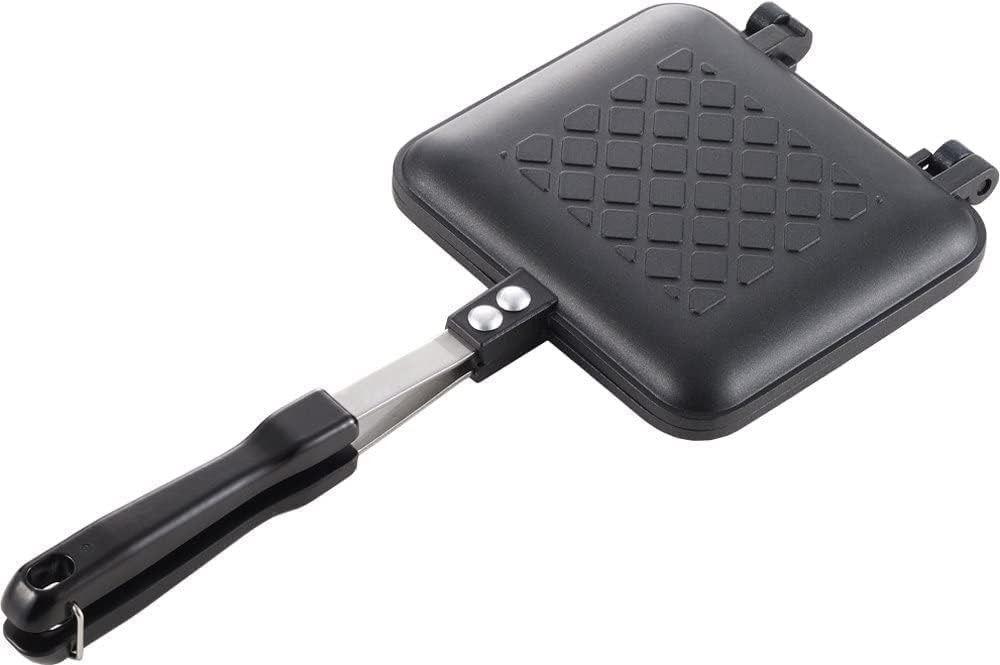 Hot Sandwich Maker Crispy Grilling Single Fluorine Treated For Gas Stoves Black