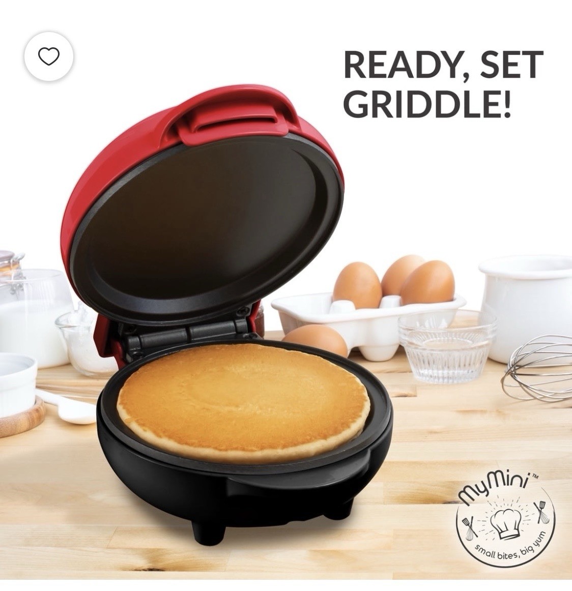 MyMini Electric Round Griddle, Non-Stick, 6in, 120V, Matte Red/Black
