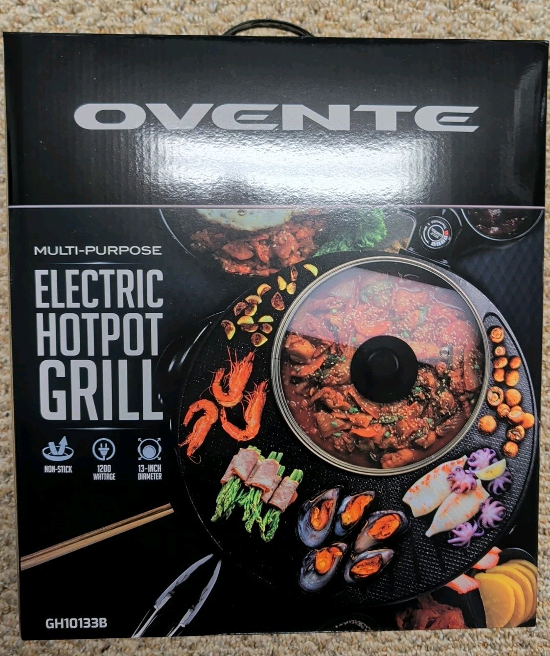 OVENTE Electric Hot Pot and Grill Combo, 2-in-1 Portable Countertop Cooker New!!
