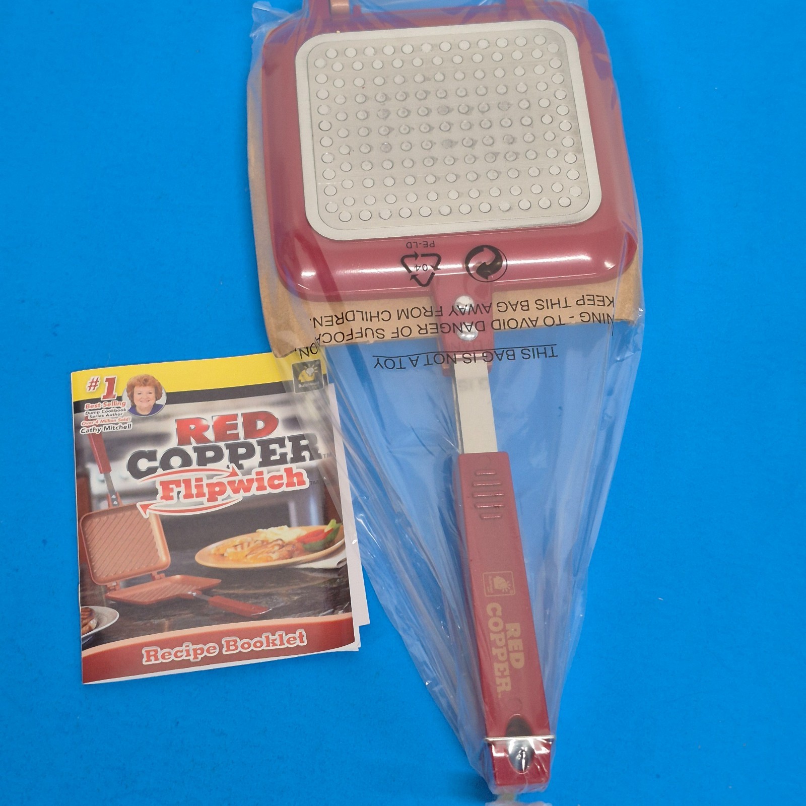 New open box Red Copper Flipwich Non-Stick Stovetop Panini & Sandwich Maker