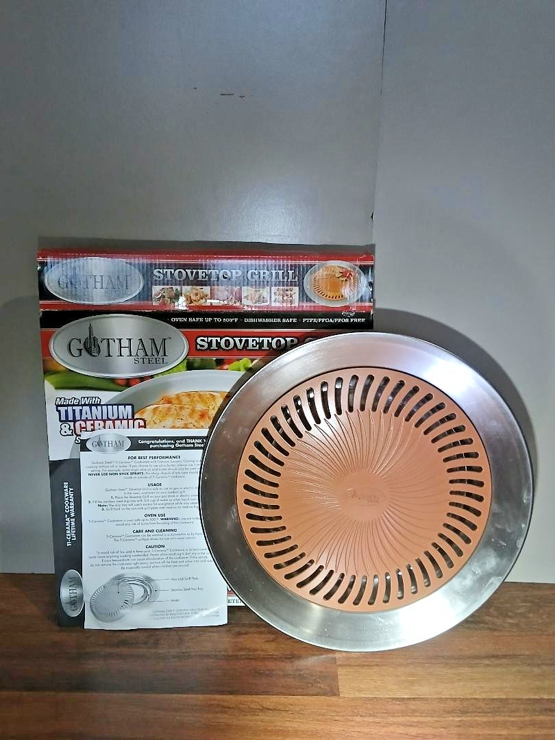 Gotham Steel Stovetop Grill Titanium Ceramic Nonstick Smokeless Cookware Indoor