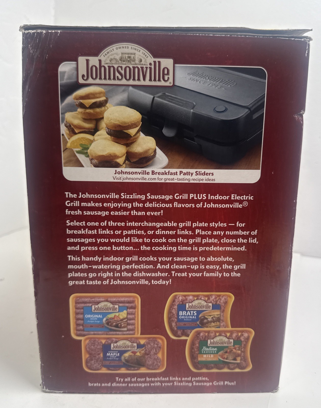 Johnsonville Sizzling Sausage Grill Plus 3-In-1 Indoor Electric (BTG-500) | NEW!