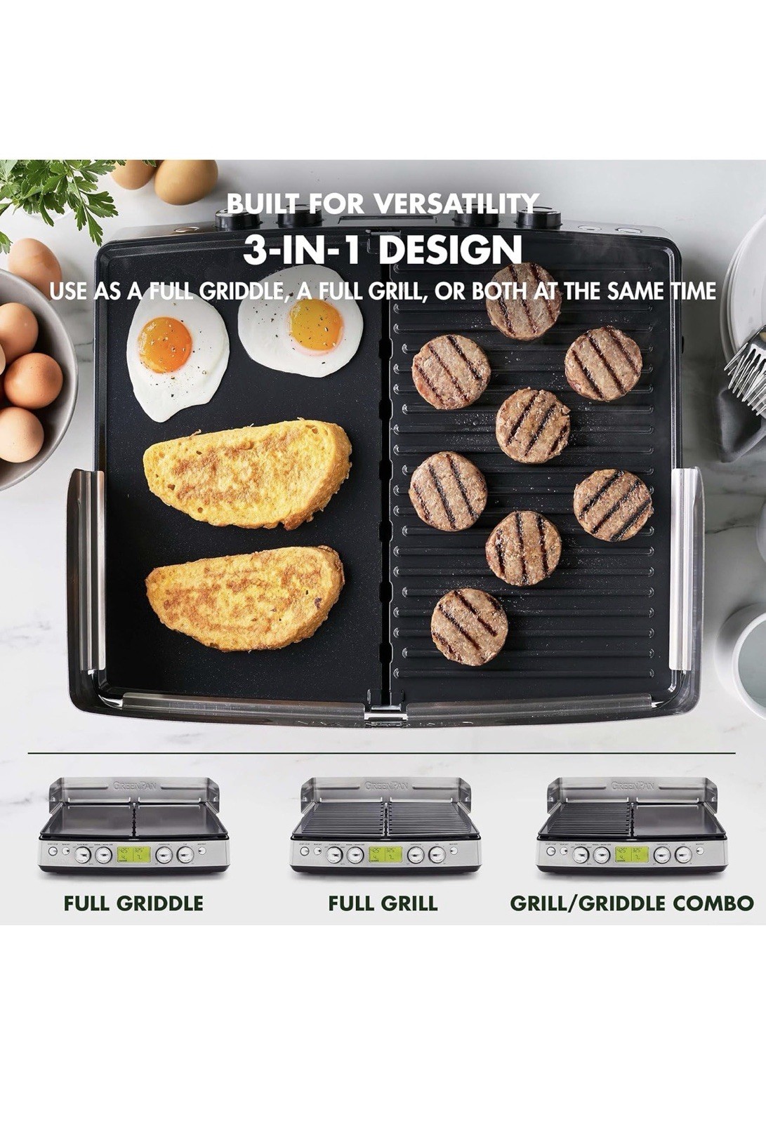GreenPan Elite XL Smoke-less Grill and Griddle, Heathy Ceramic Non stick
