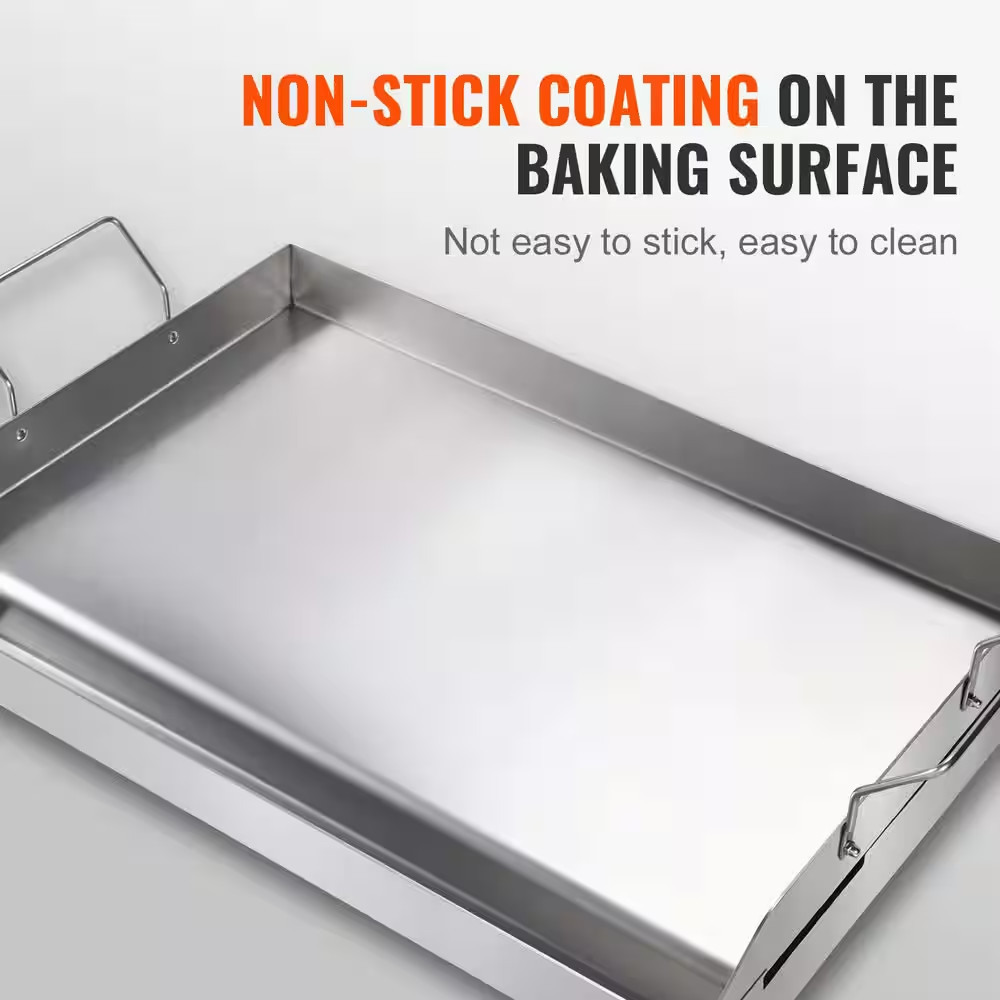Stove Top Griddle, 23. 5X16In. Pre-Seasoned Stainless Steel Griddle, Rectangular
