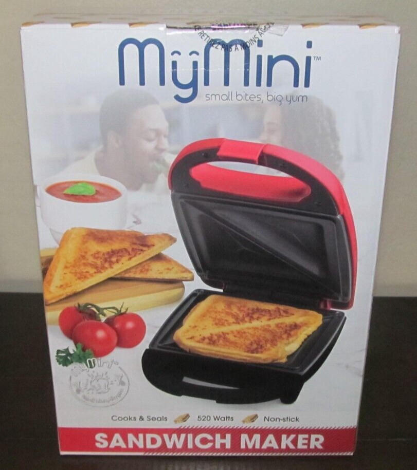 NIB MyMini Sandwich Maker Red Brand New Non-Stick College Dorm Room Students