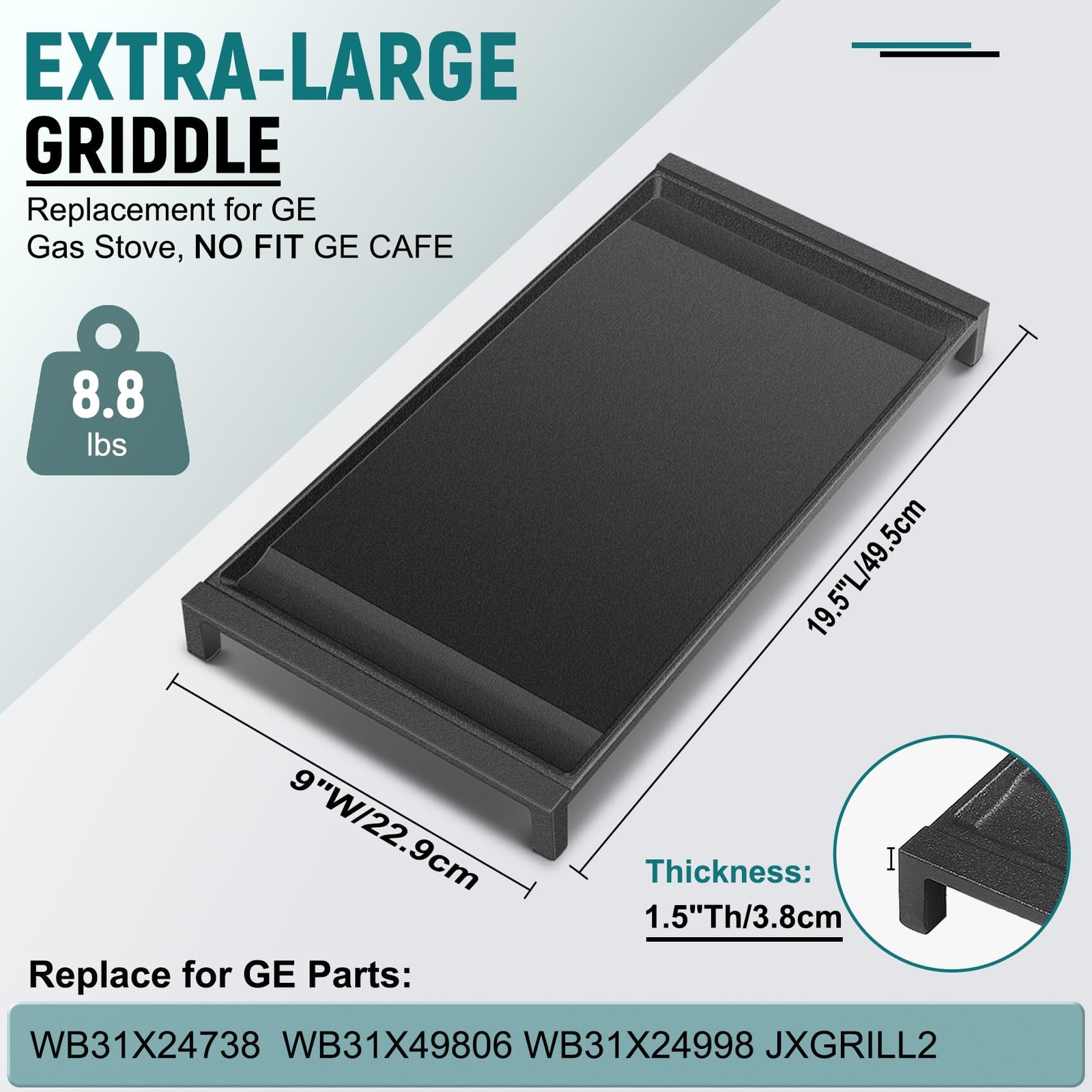 Upgraded WB31X24738 Cast Iron Griddle Replacement for GE Appliance Stove Rang…