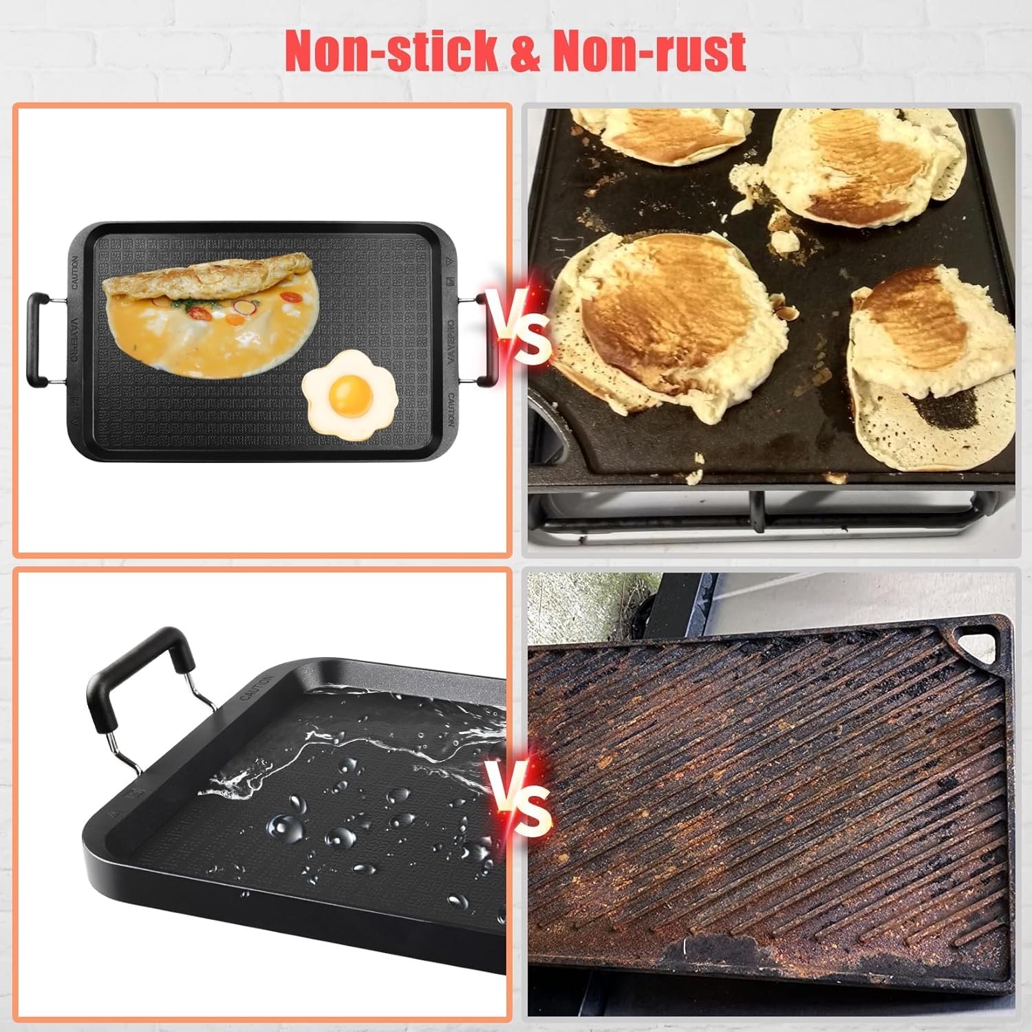 Stove Top Flat Griddle, 17 Inch 2 Burner Griddle Pan for Stove Top Grill, Alu…