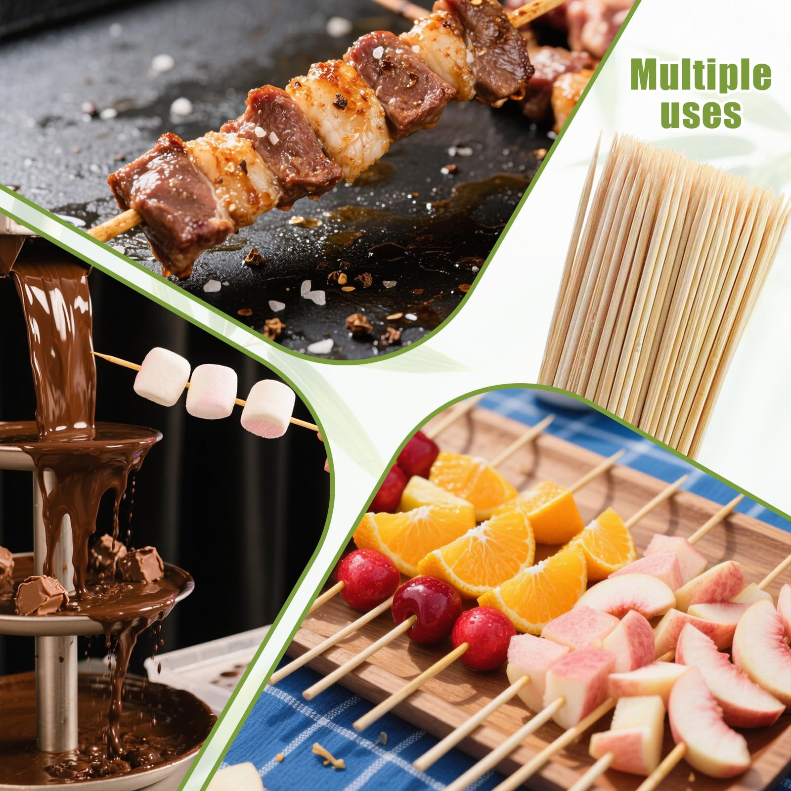 200PCS 8 inch Bamboo Skewers for 8 inch,