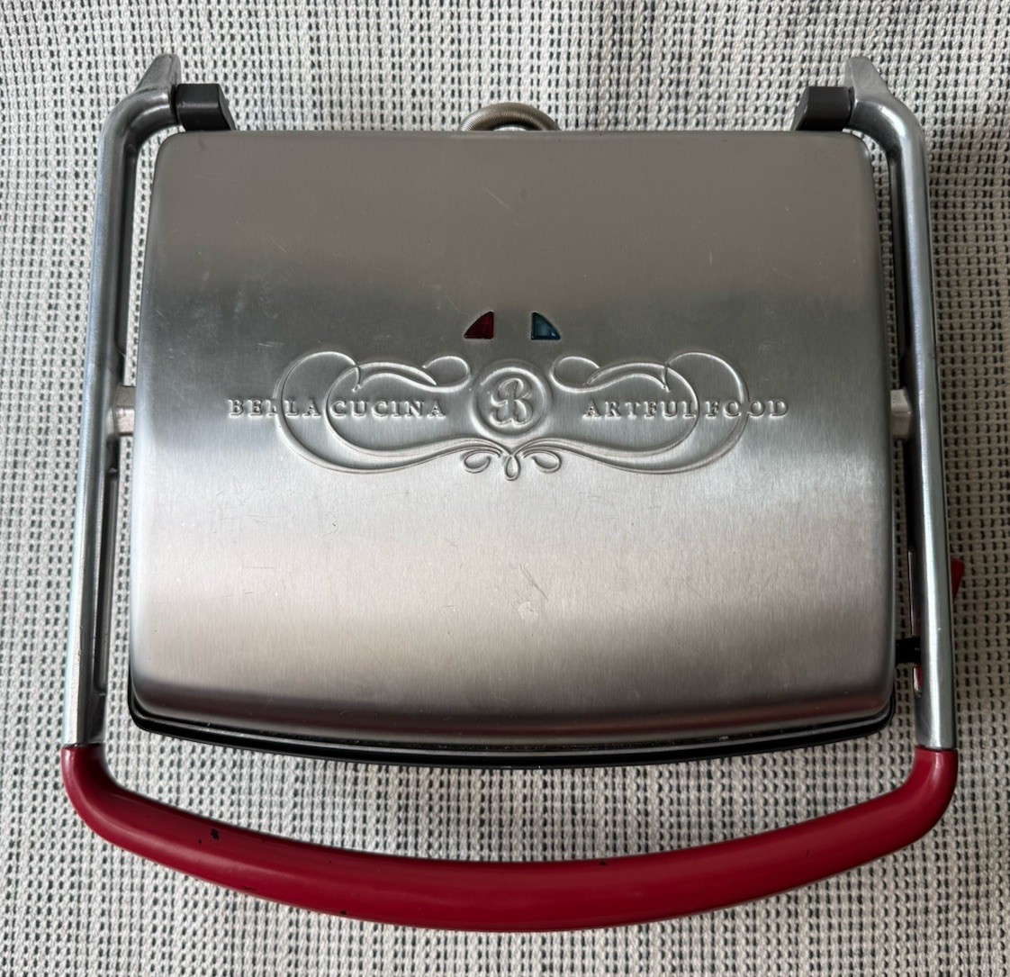 Bella Cucina Artful Food Red Silver Stainless Steel 13002 Panini Grill Household