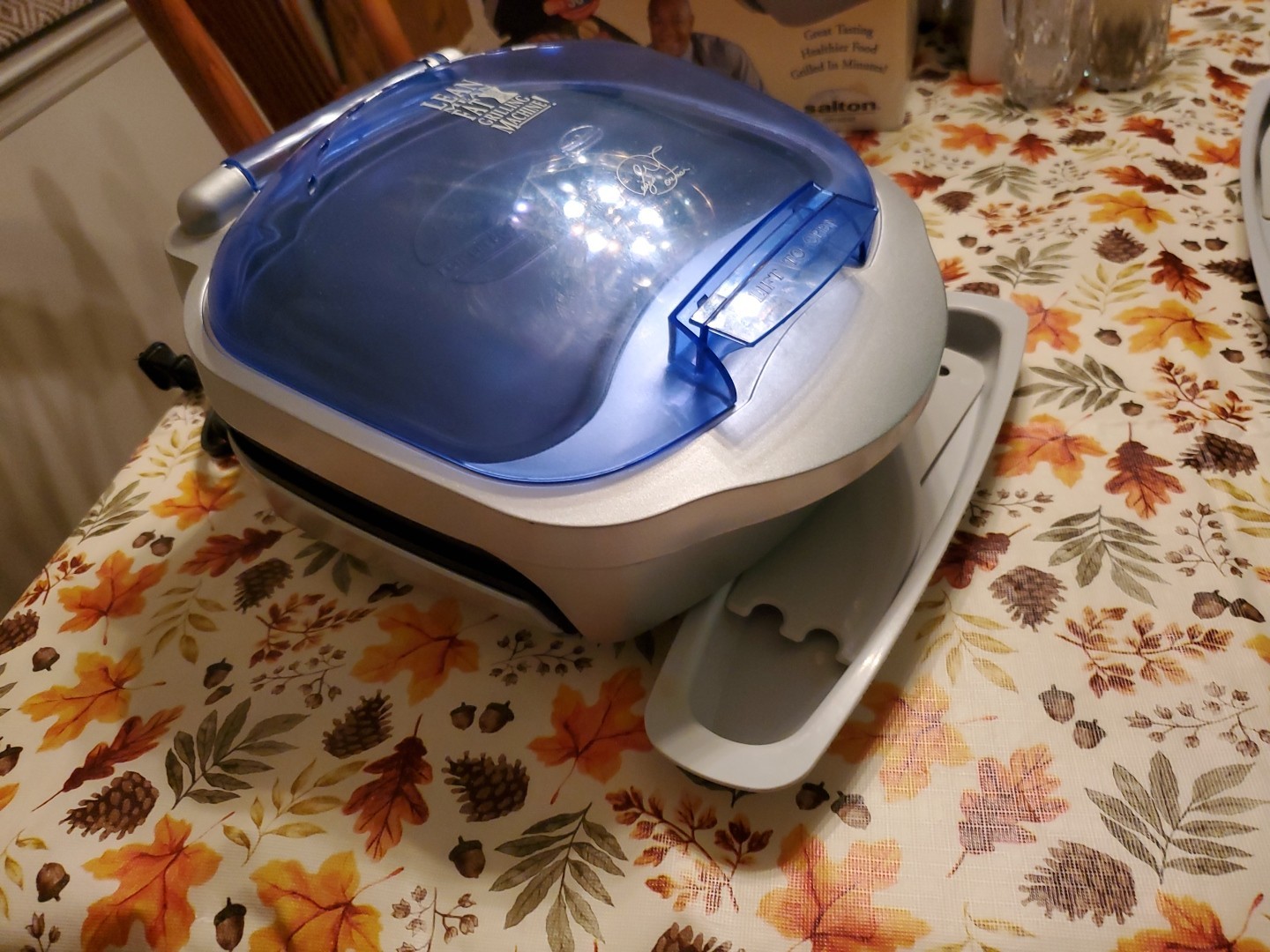 George Foreman Lean Mean Grill Super Champ Colors Blue Top Bread Warmer GR18BWI