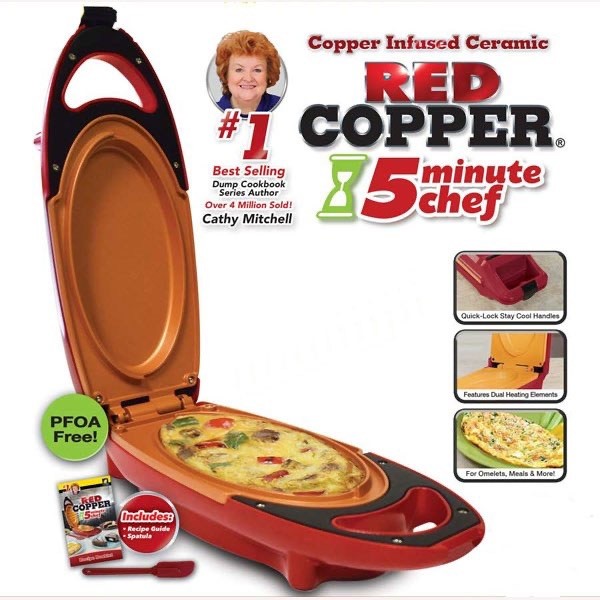 5 Minute Chef Electric Omelet Maker – Copper Red – New