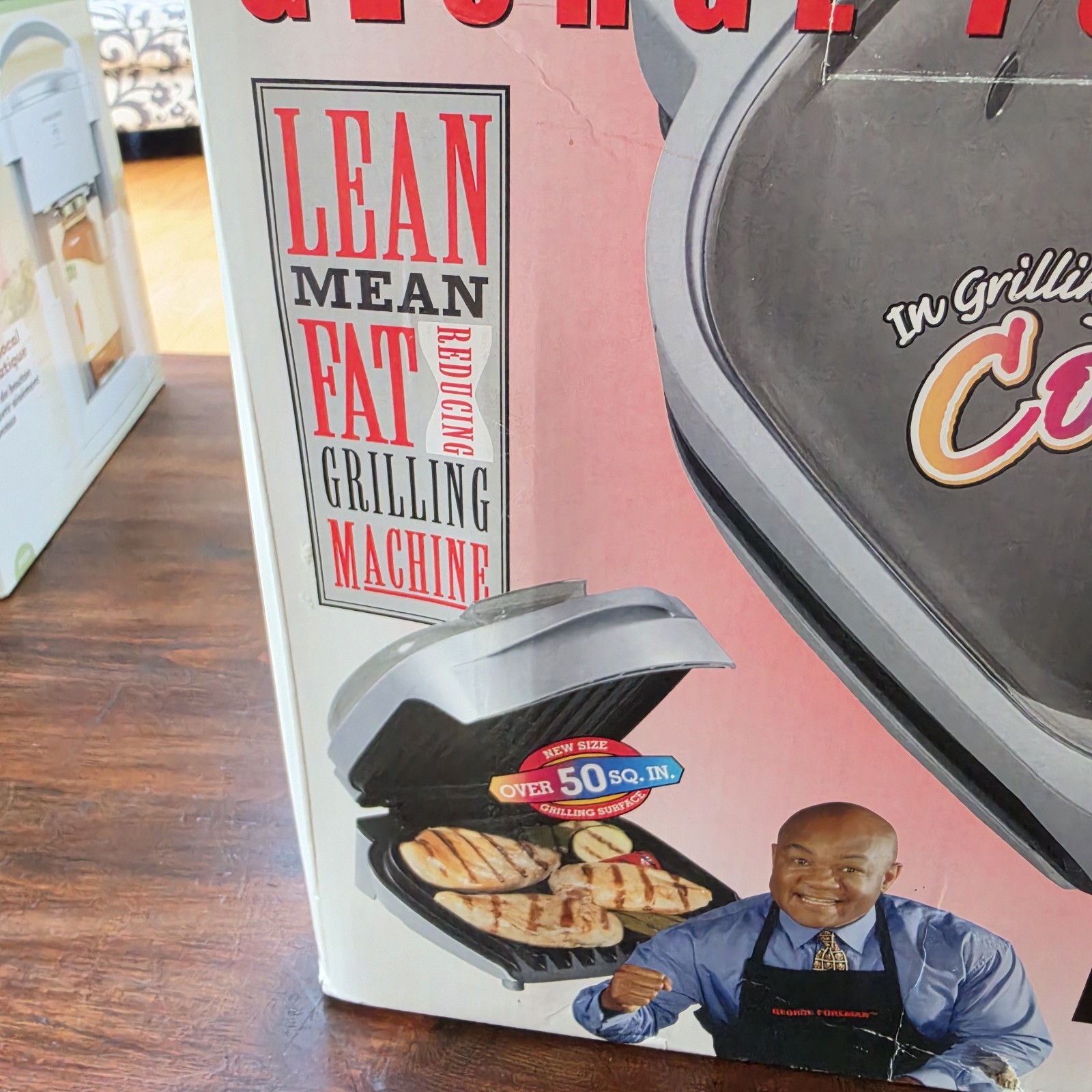 George Foreman Super Champ Colors Gray Grill GR18BW New Unused W/ Bun Warmer