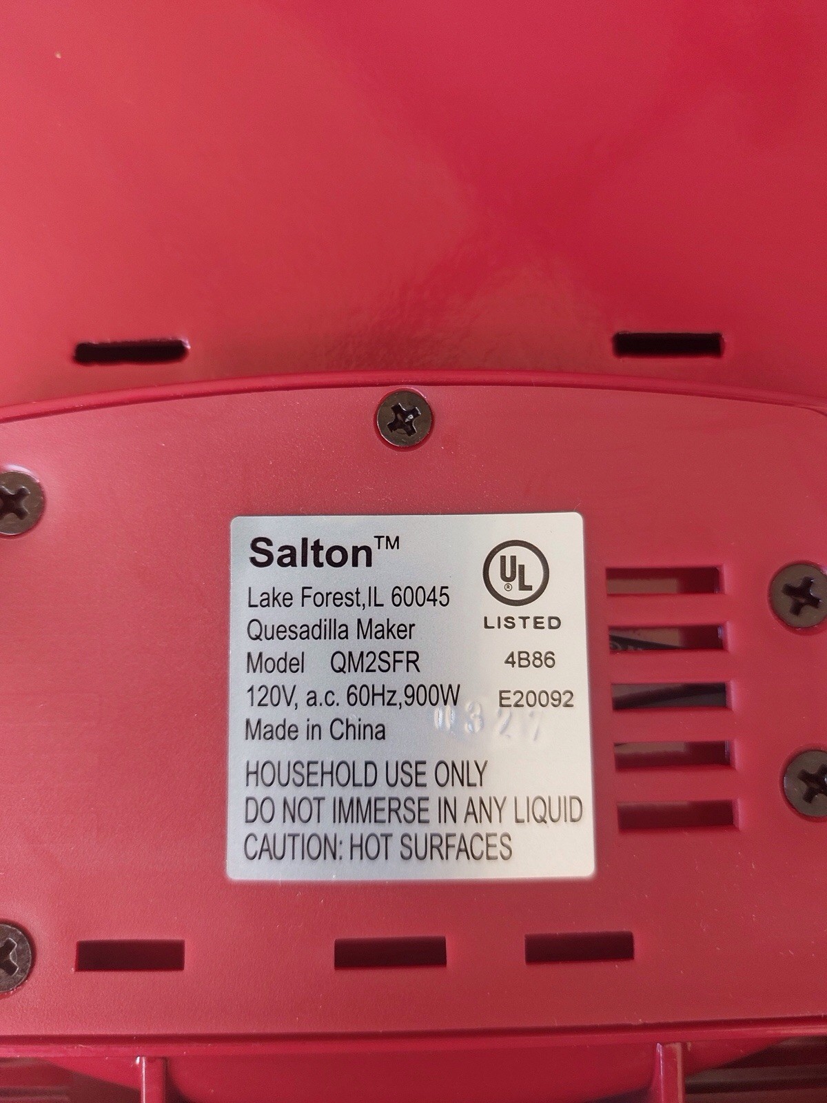 Salton Santa Fe QM2SFR Electric Quesadilla Maker Red Tested Nonstick