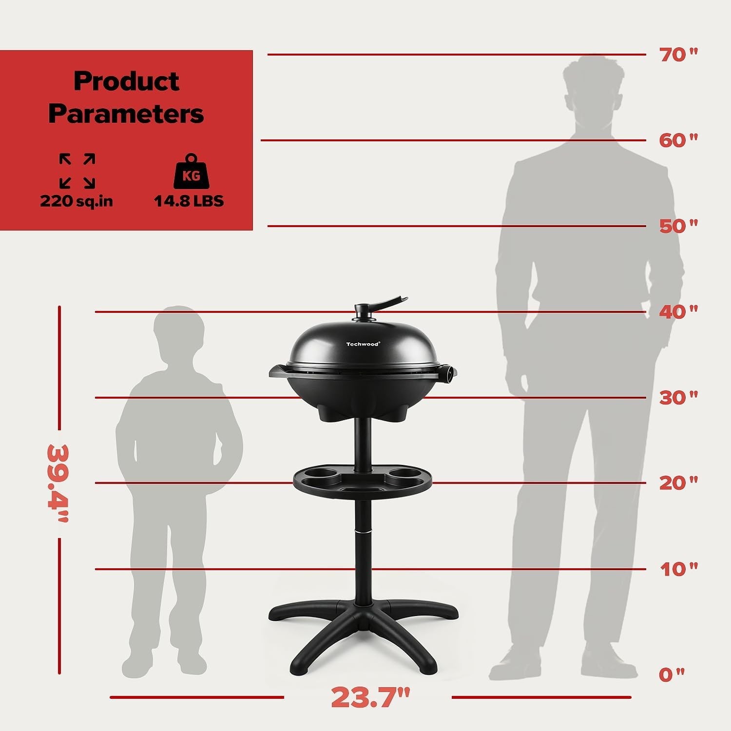 Electric Grill, 2-In-1 Portable Indoor/Outdoor Grill, 1750W Removable Stand Gri