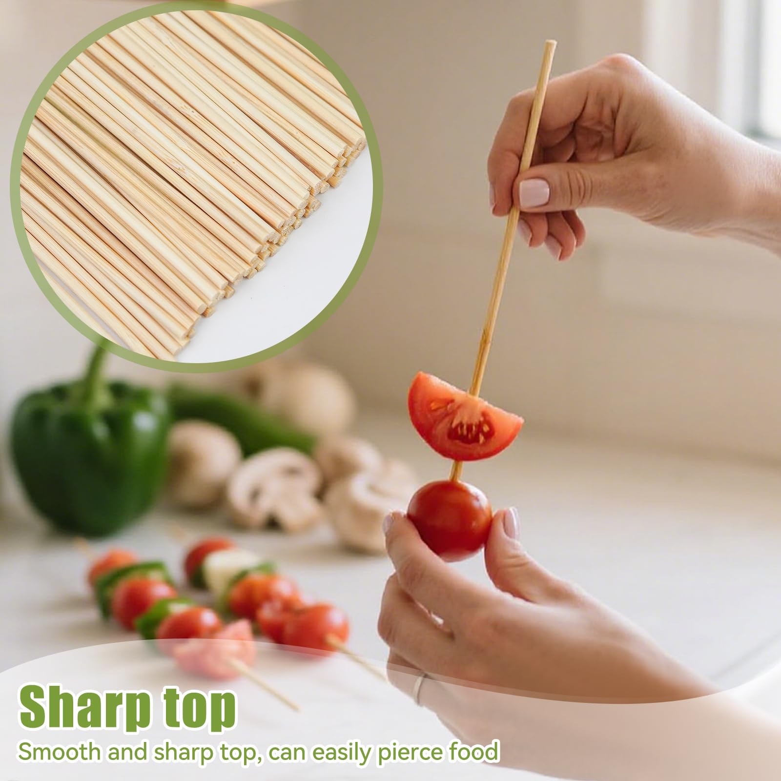 200PCS 8 inch Bamboo Skewers for 8 inch,