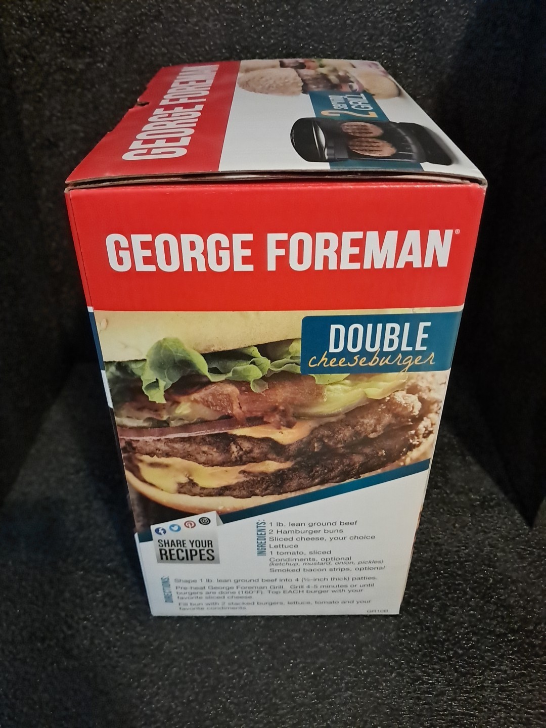 *New* George Foreman 2 Serving Grill GR10B/100 Great Recipes Book