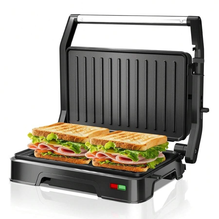 Electric Panini Press Sandwich Maker 2 Slice 180 Degree Flat Grill Non Stick 850