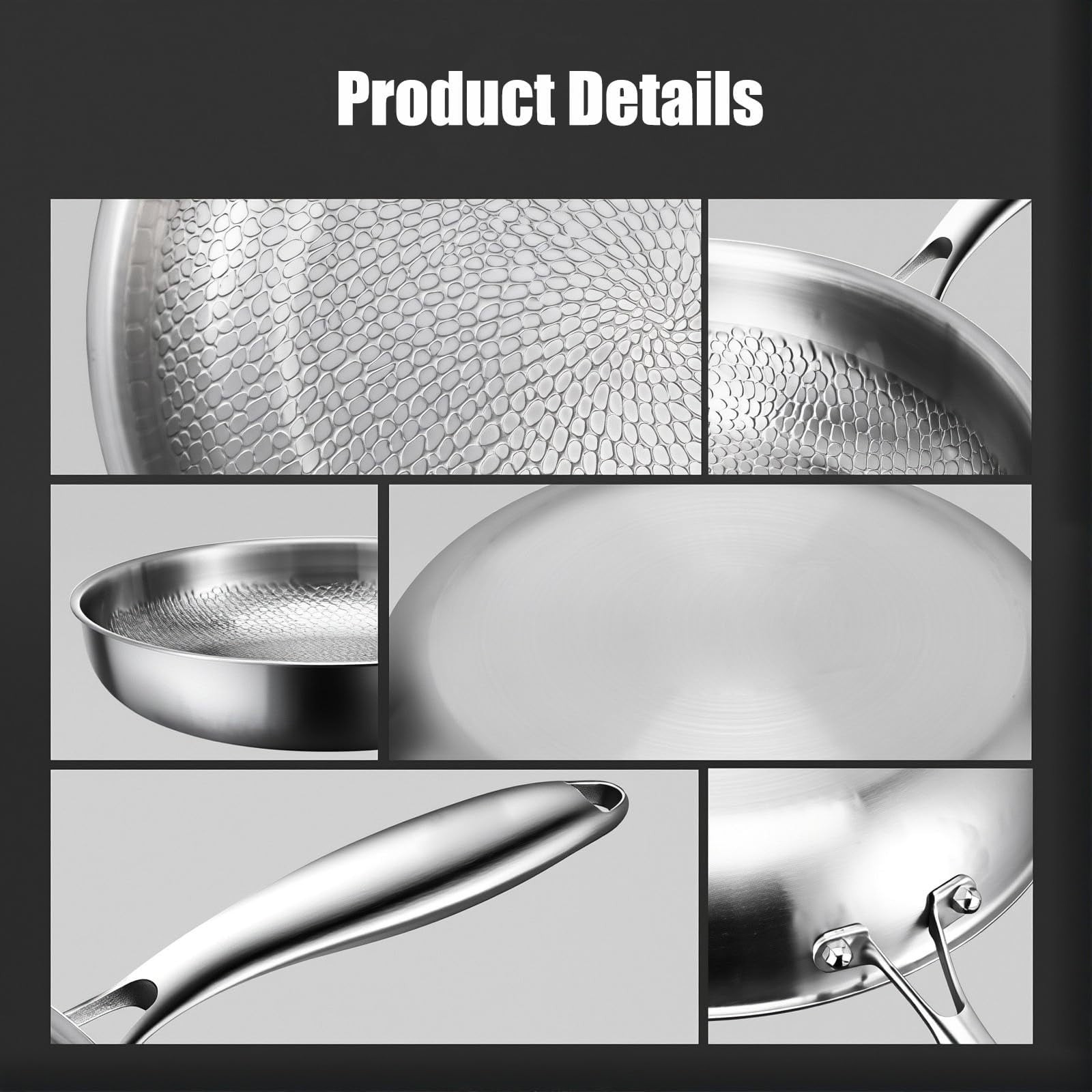 Fazipu Titanium Hammered Pan Pro Frying Pan with Lid, 11.8 in, XL, Ultra-Durable