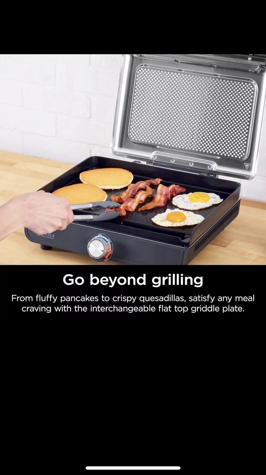 Sizzle Smokeless Indoor Grill & Griddle 14” Interchangeable Nonstick 500F Heat