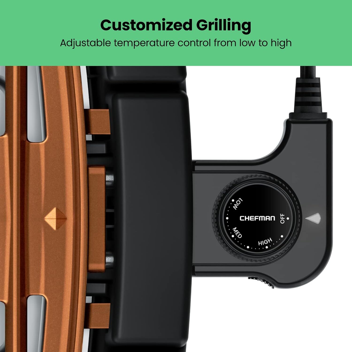 Smokeless Indoor Electric Grill, Copper, Extra Large, Non-Stick Tabletop Grill