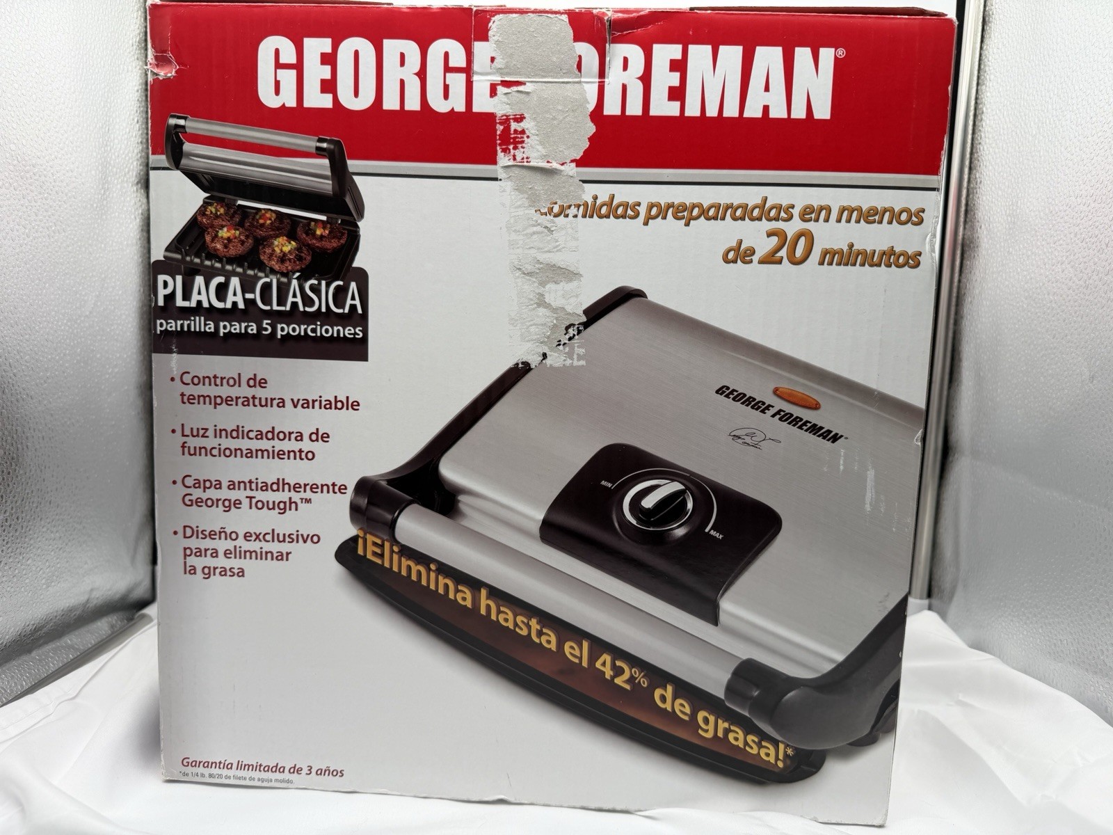 George Foreman GR0080S Variable Temp Grill Open Box Complete Manual & Box