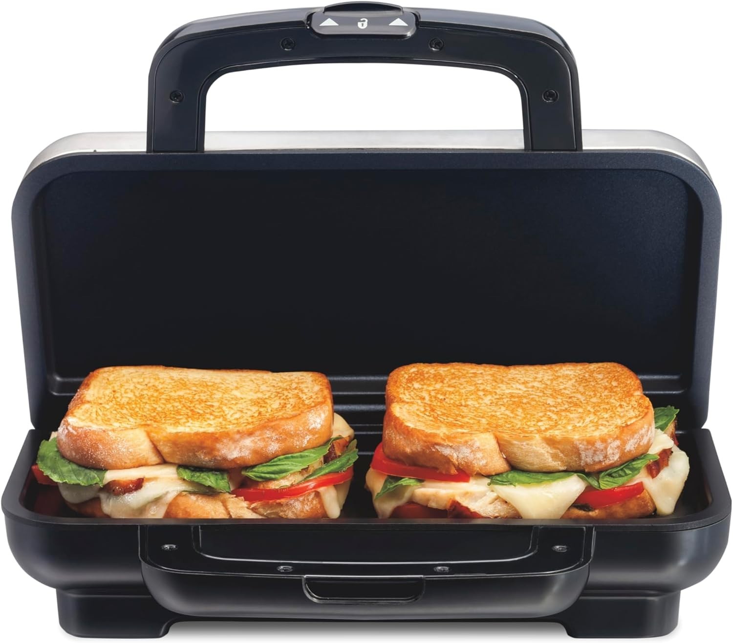 Deluxe Hot Sandwich Maker PFAS-Free Nonstick Fits 2 Sandwiches Stainless