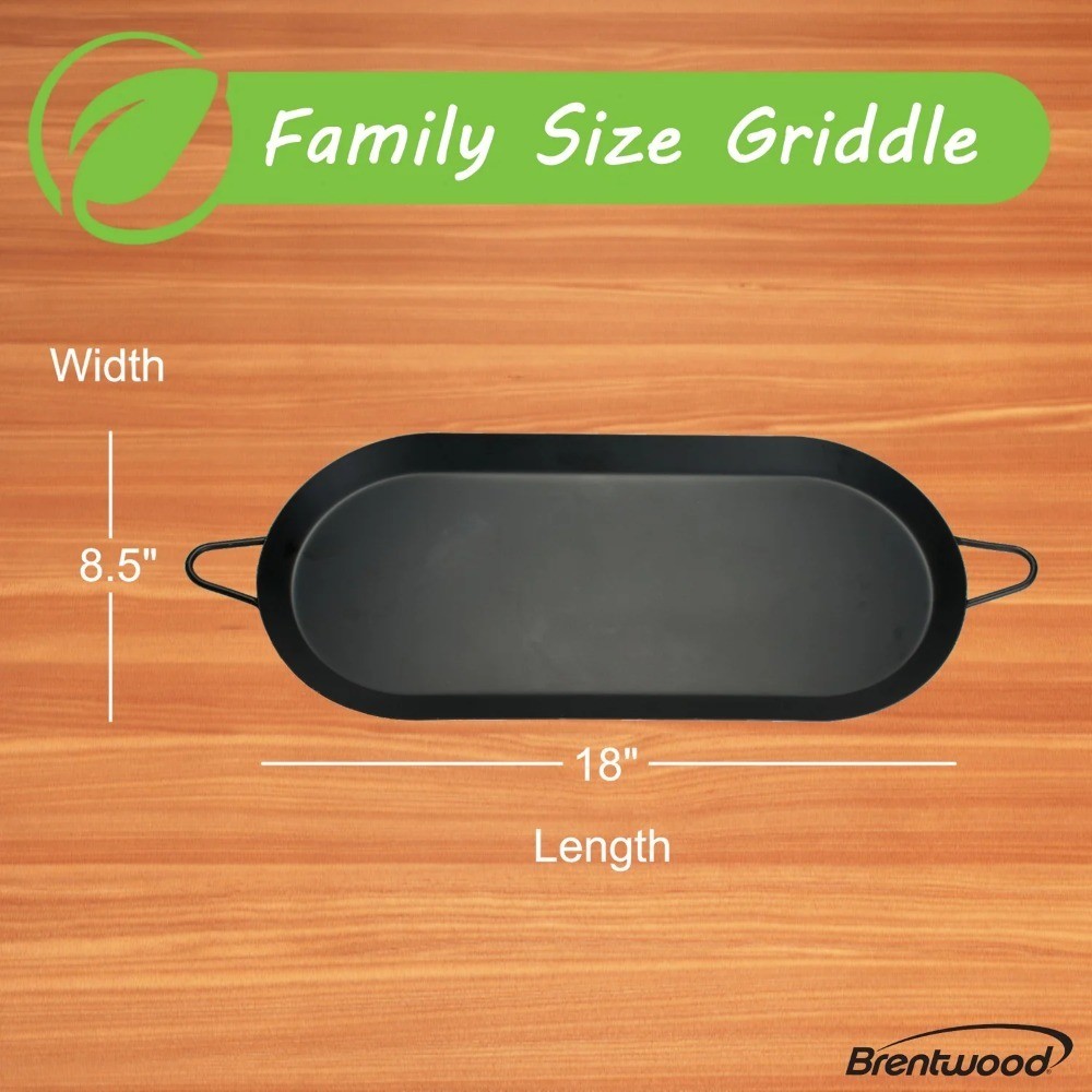 Double Burner Carbon Steel Comal Griddle Nonstick 18 x 8.5 Inch