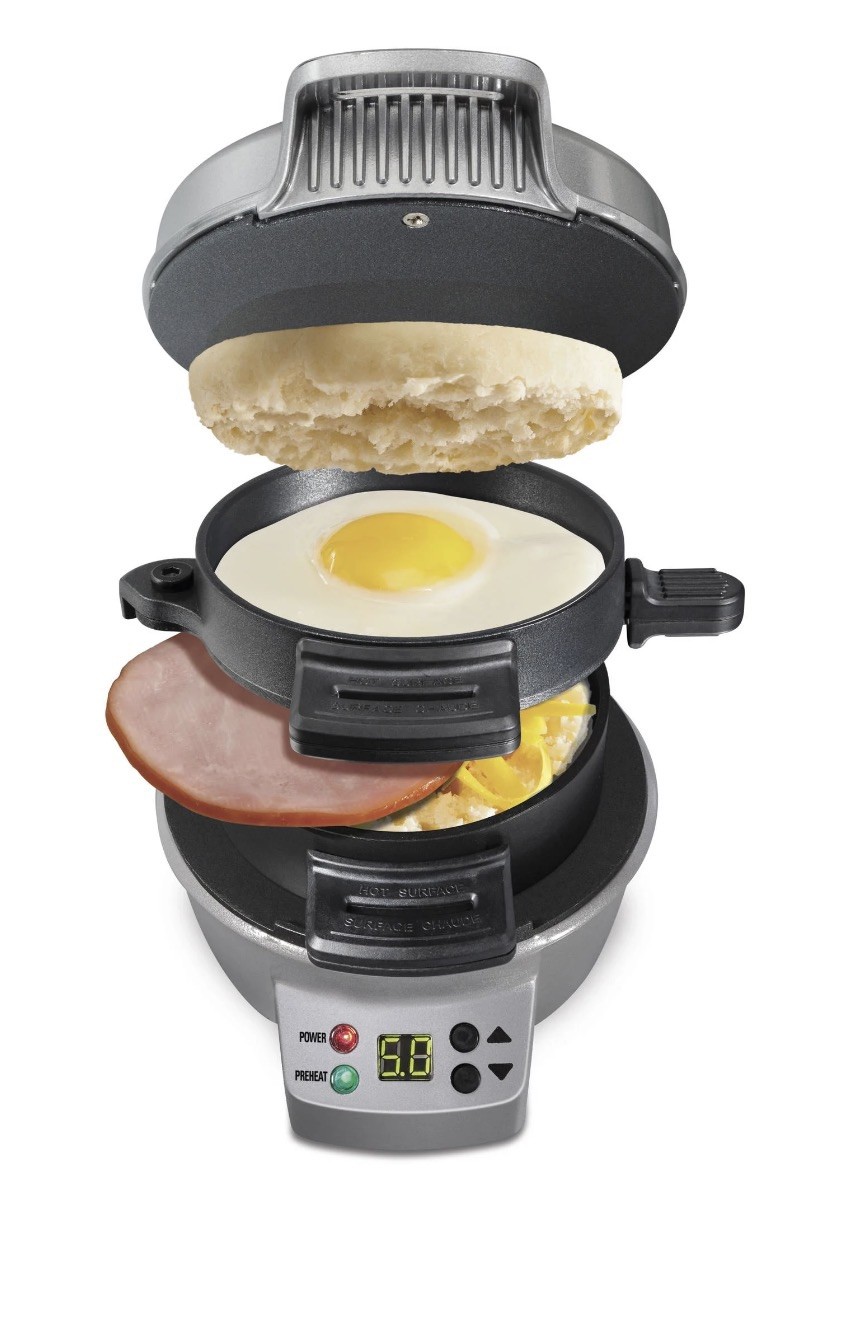 New Hamilton Beach Breakfast Sandwich Maker with Egg Cooker Ring 600Watt -no box