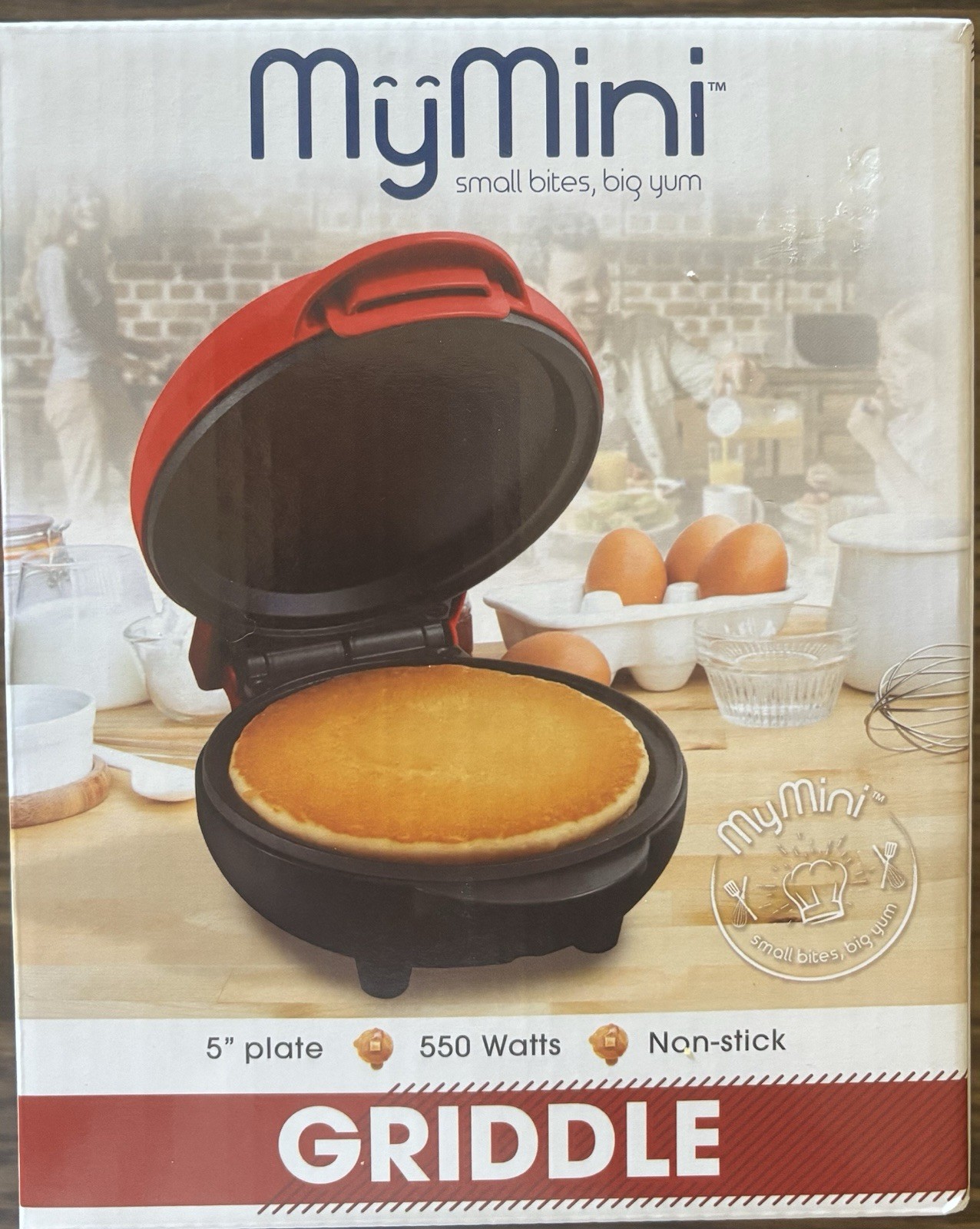 MyMini Personal Electric 5″ Griddle Plate 550 Watts Non-Stick -Red Great 🎁 Idea