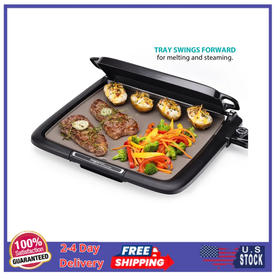 Presto Electric Nonstick Griddle with Warming Tray and Multifunction Tray