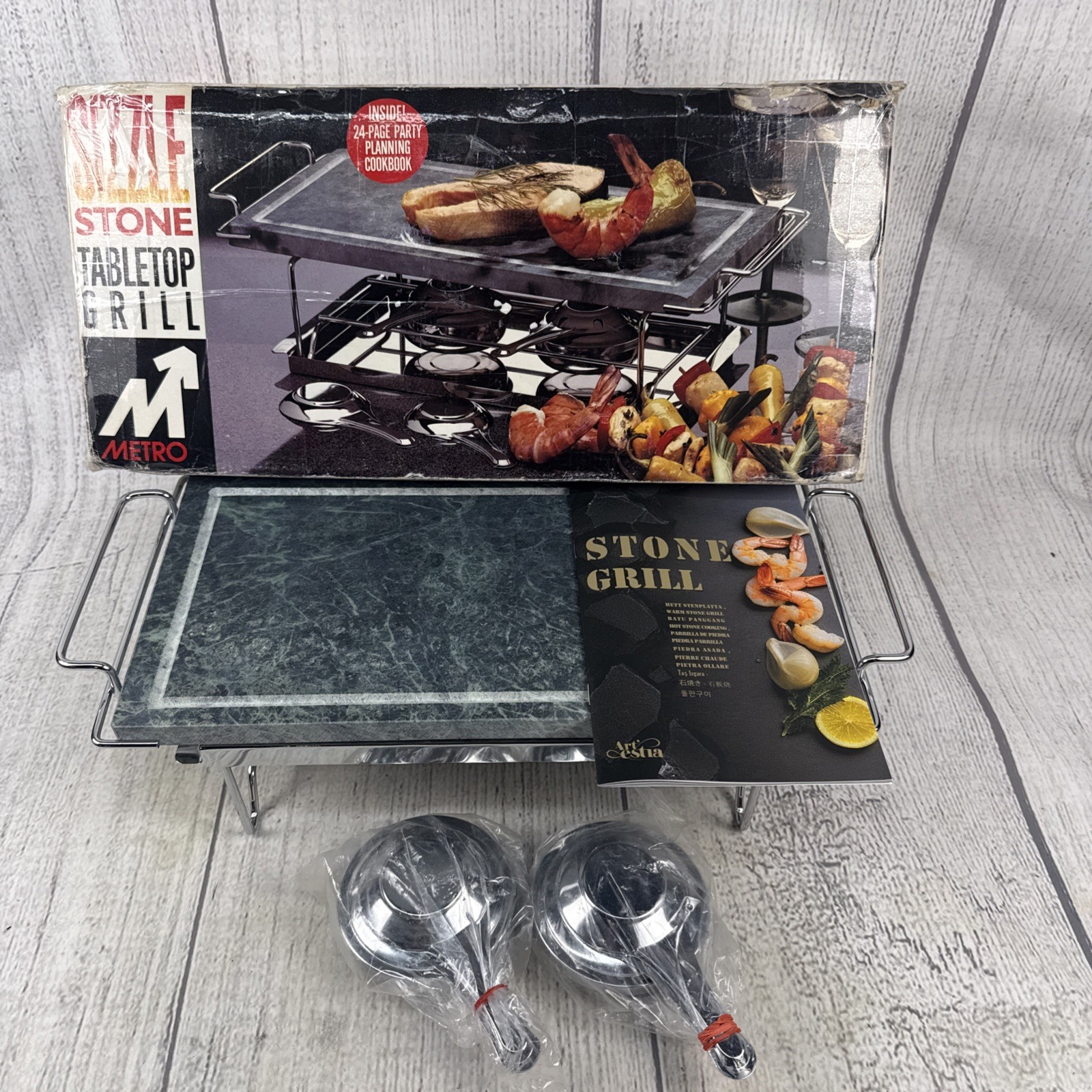 Sizzle Stone Table Top Food Grill By Metro – Brand New In Box – Book Included