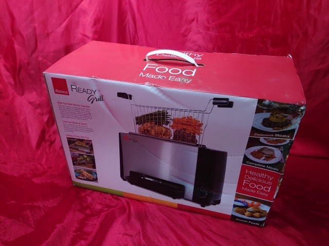 RONCO INDOOR READY GRILL WITH INSTRUCTION AND RECIPE BOOKLET