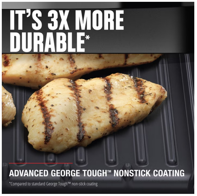 George Foreman 4-Serving Electric Grill Panini Press Removable Plates