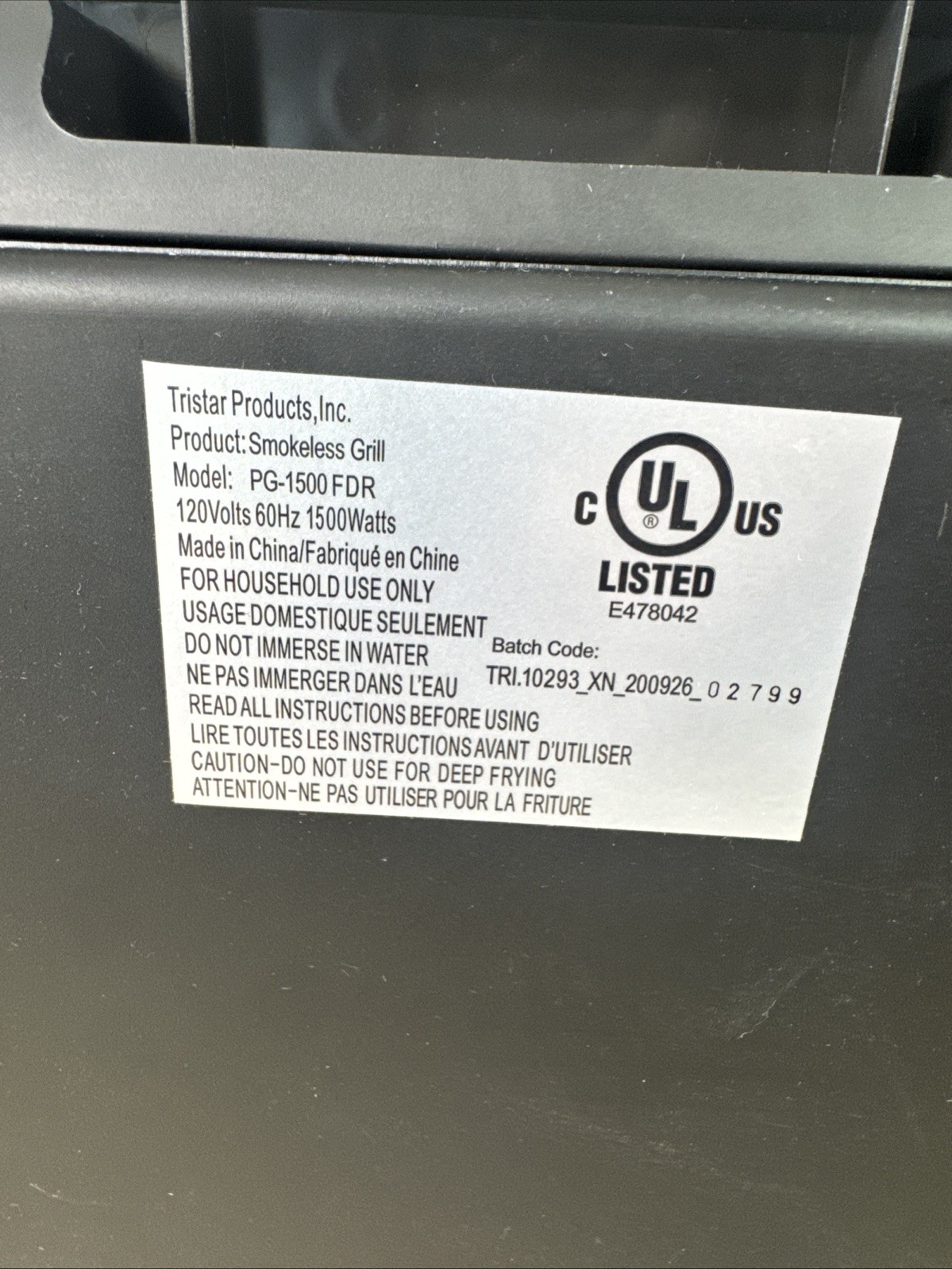Power XL Indoor Smokeless Grill Pro PG-1500FDR Nonstick Surface Black