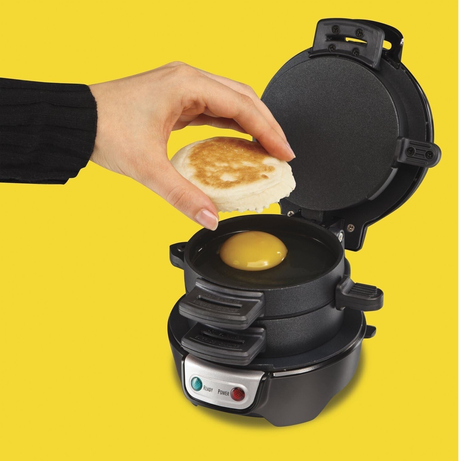Hamilton Beach 25477 Breakfast Sandwich Maker – Black Egg Bacon English Muffin