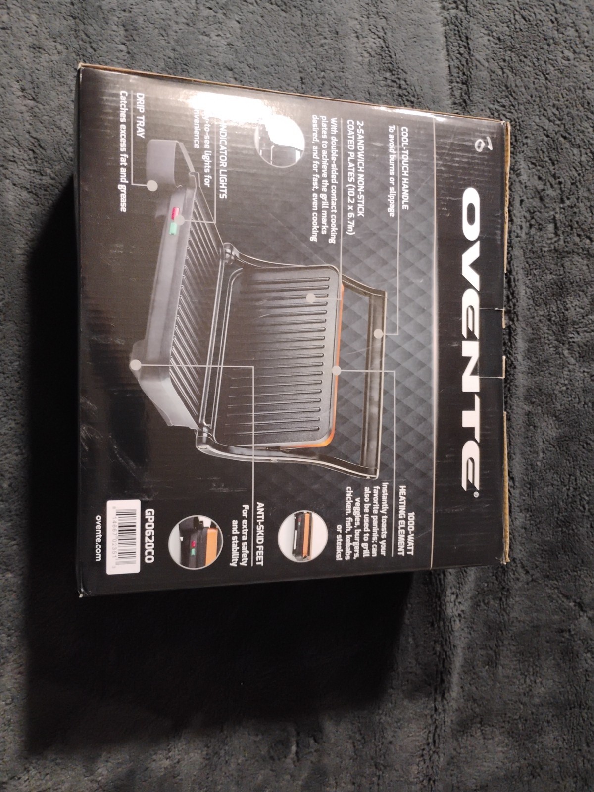 OVENTE Electric Panini Press and Indoor Grill with Non-Stick Plates GP1000BR