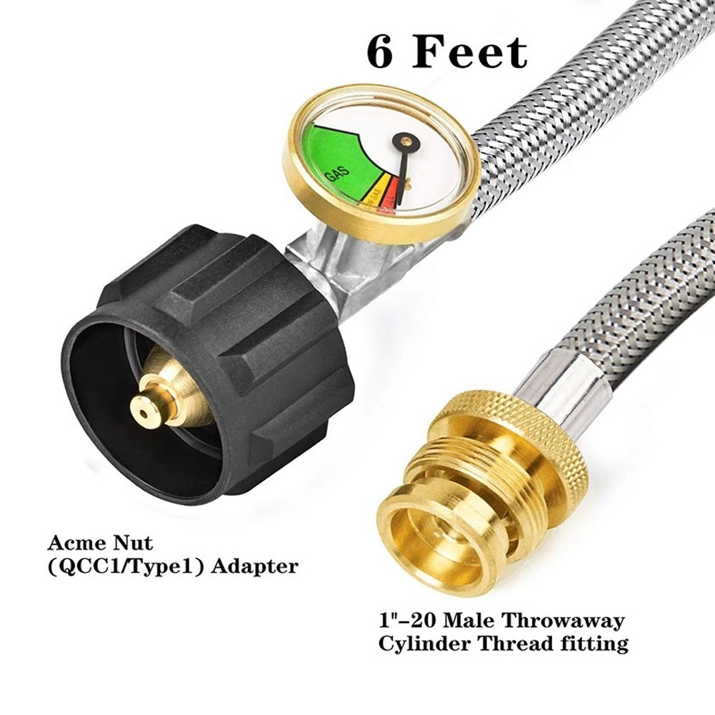 6FT Propane Hose Adapter with Gauge for Coleman Camping Stoves Outdoor Cooking