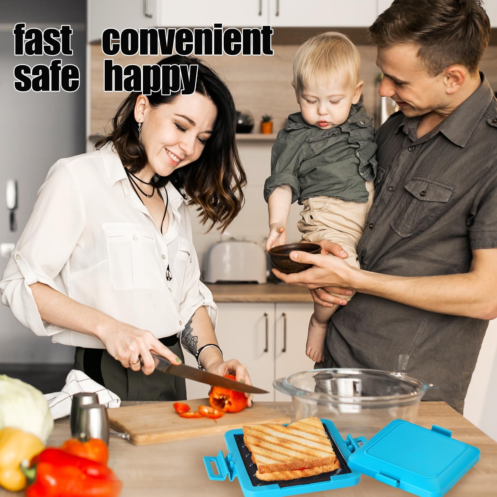 Toaster,Microwave Toaster, Sandwich Maker, Panini Maker, Dishwasher Safe,NO E…