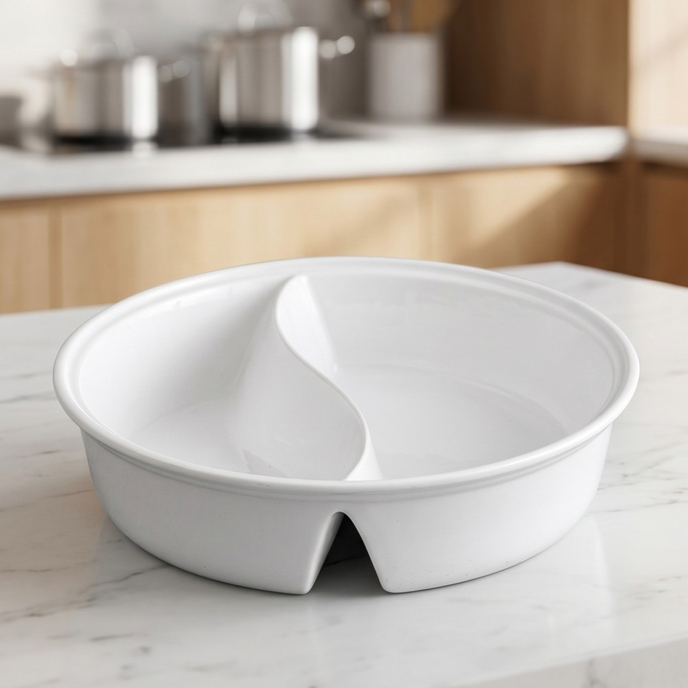 Divided Fat Reduction Bowl Soup Ceramic Small Deep Plate Heat Resistant
