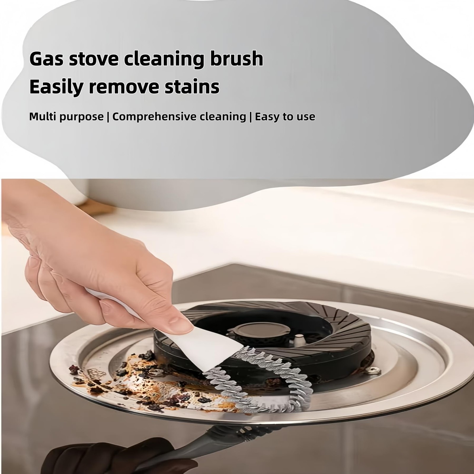 2 Pack Oven, Stove & BBQ Cleaning Brush Set with Scraper White and Grey