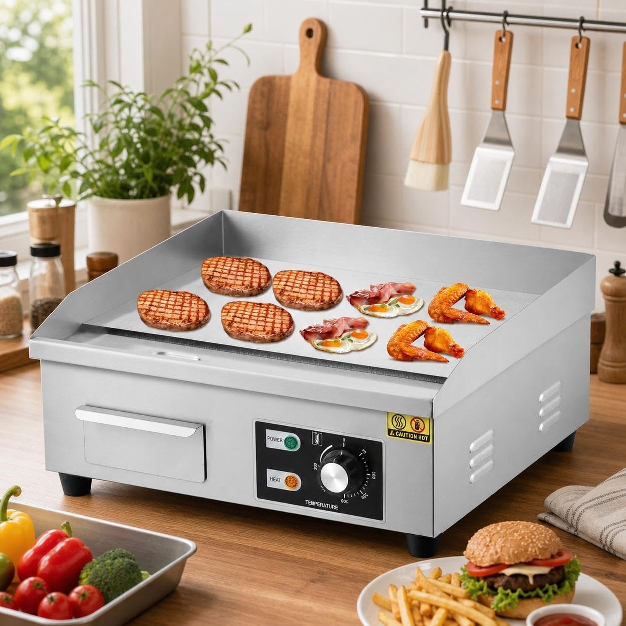 18″ Commercial Electric Countertop Griddle Flat Top Grill Hot Plate 122℉-572℉