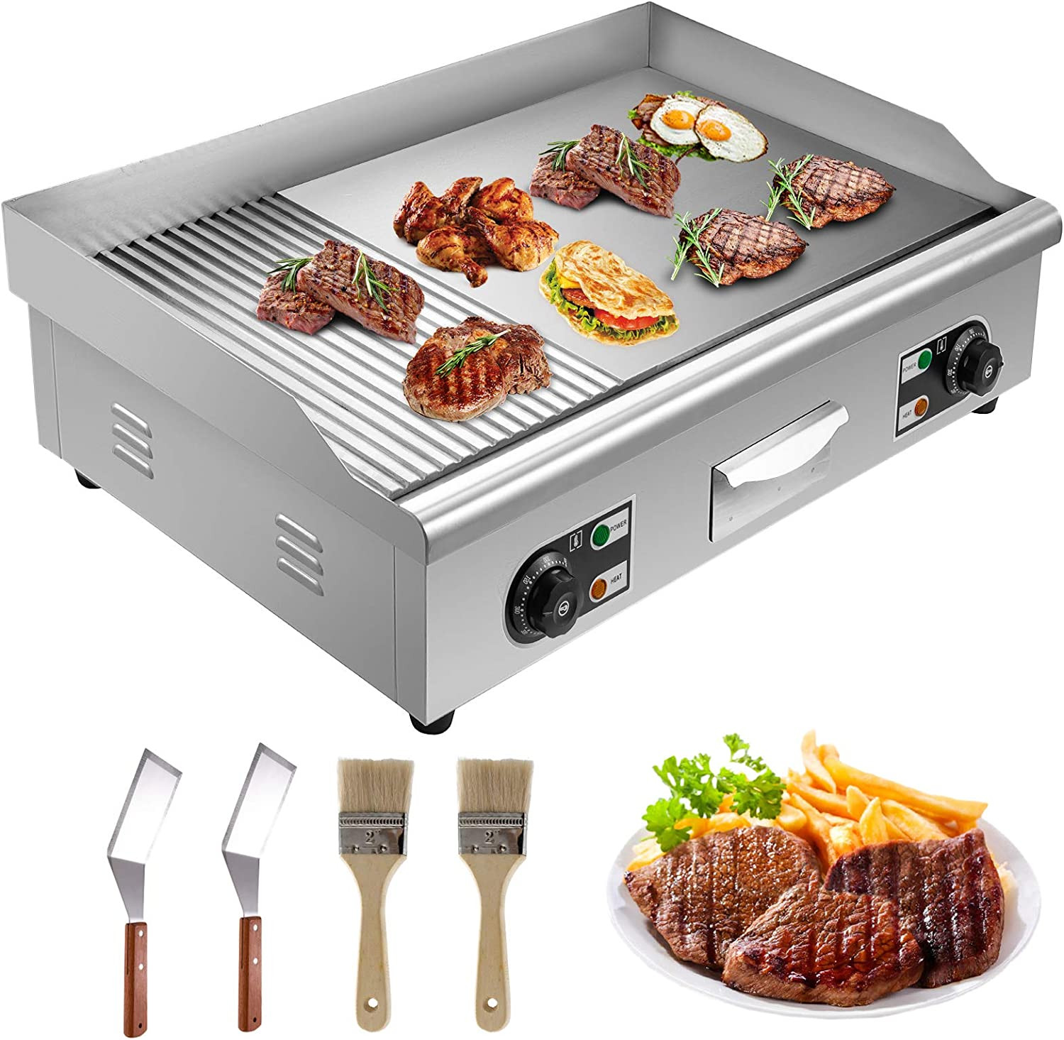 29″ Commercial Electric Griddle,Electric Countertop Flat Top Griddle 110V 3000W