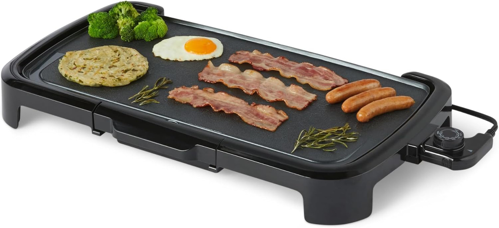 Electric Griddle with Nonstick Ceramic Coating, Flat Grill for Pancake, 10 X 20