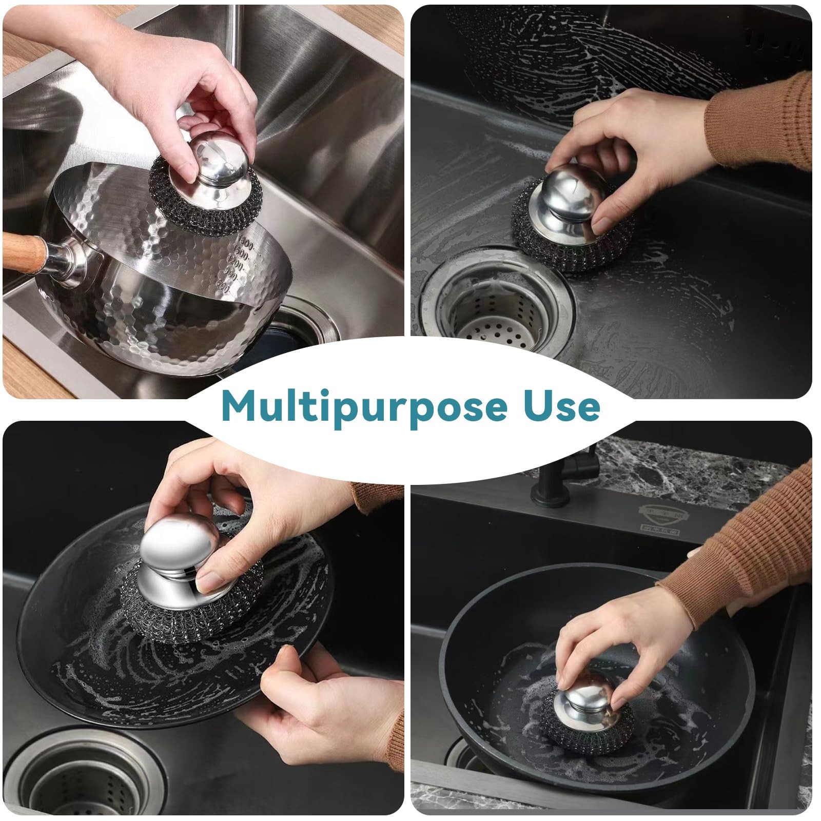Steel Wool Scrubber, Oven Cleaner Brush, Stainless Scrubber and White