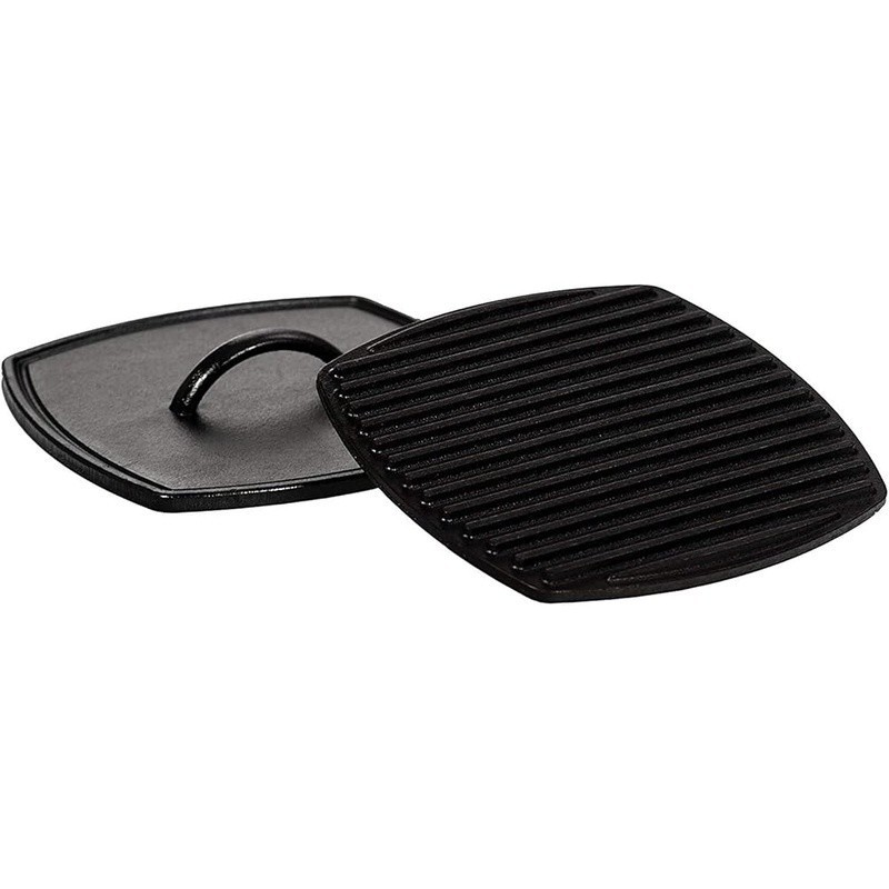 Cast Iron Panini Press Easy Release Induction Cooktop Natural Finish PFOA Free