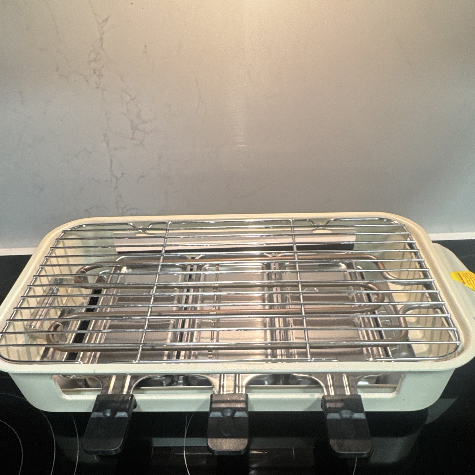 Rectangular Indoor Electric Grill 1700W Temp Control Cooking Grate Black/White