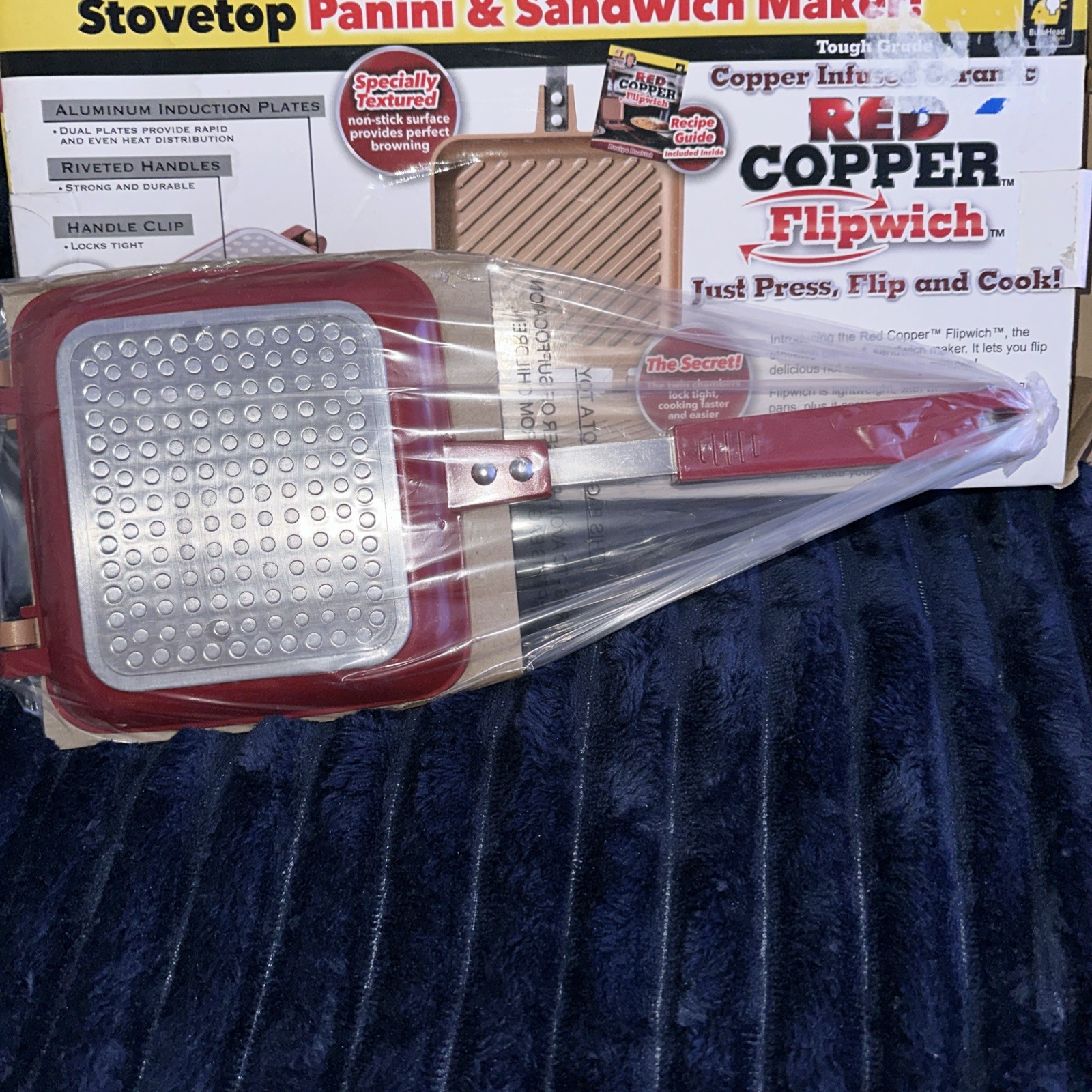 Red Copper Flipwich Non-Stick Stovetop Panini and Sandwich Maker