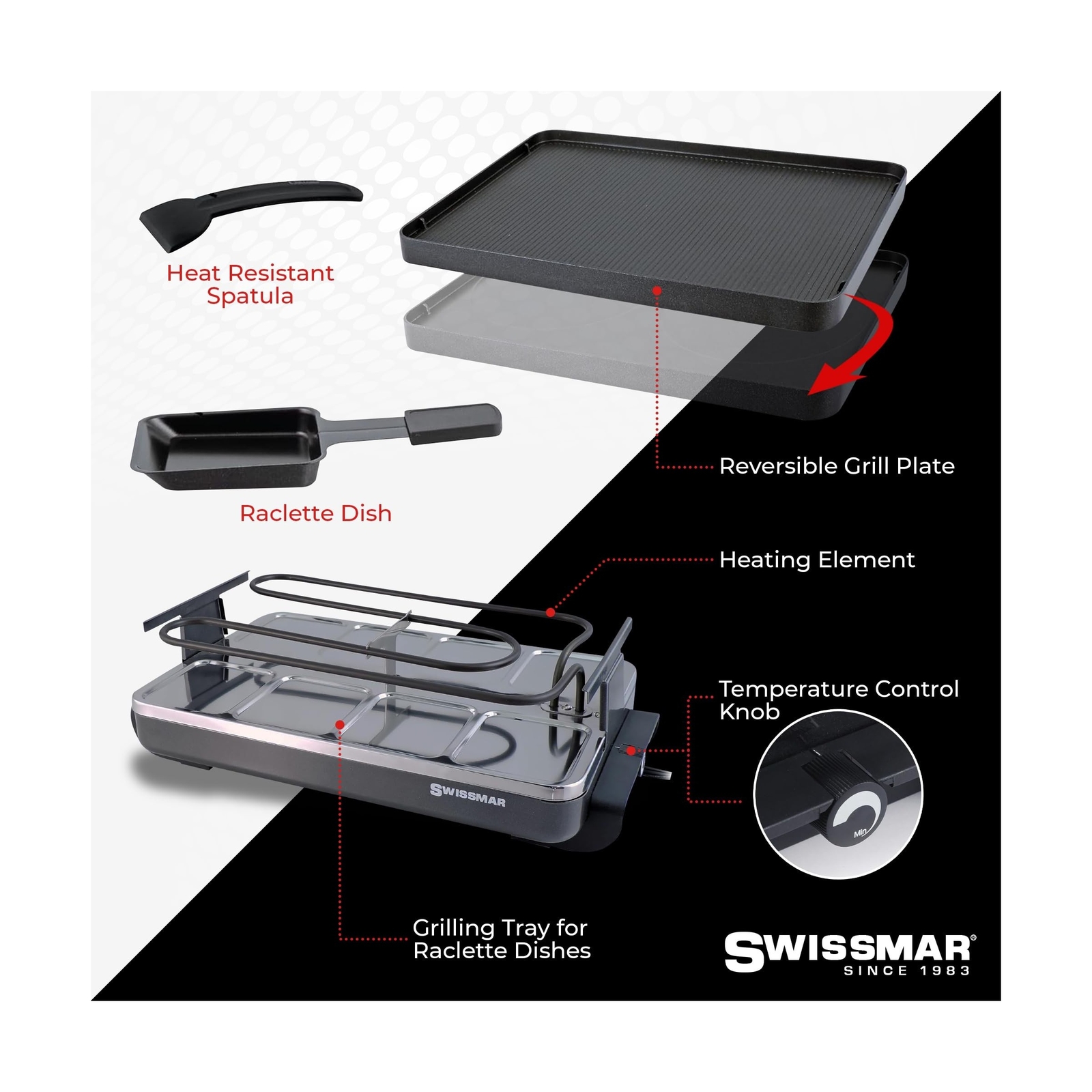 Swissmar Classic 8-Person Raclette Party Grill with Reversible Cast Aluminum …