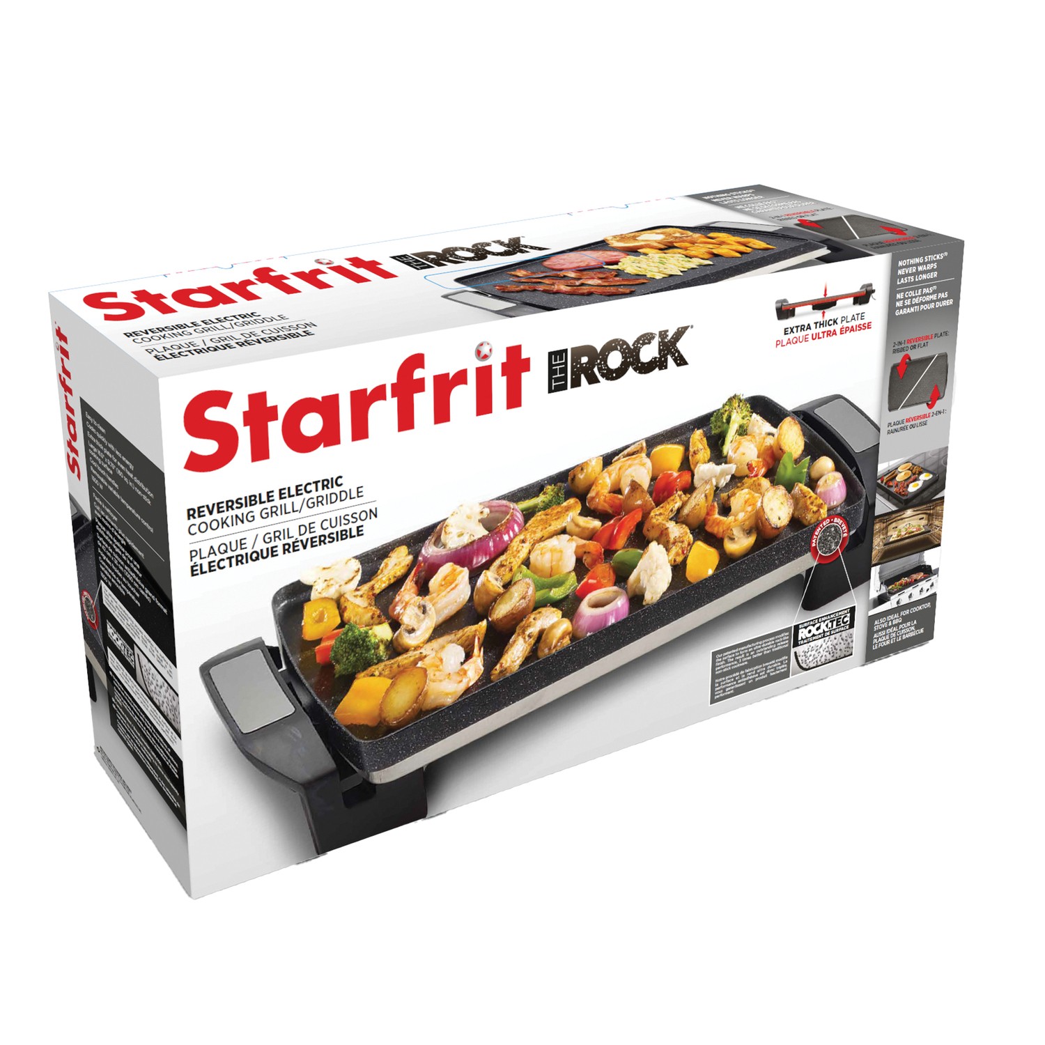 THE ROCK™ by Starfrit® 16.5 In. x 9.75 In. Electric Reversible Grill/Griddle