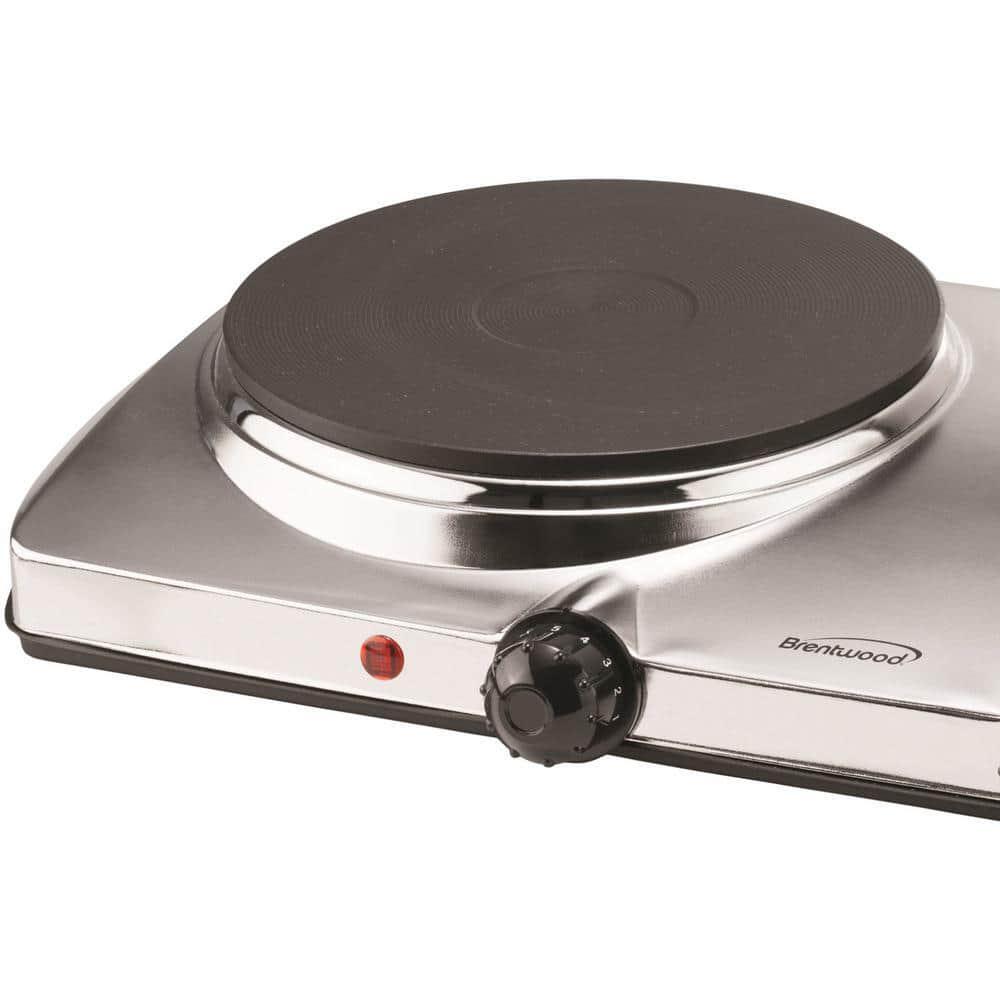 Brentwood Appliances Electric Hot Plate 2-Burner Silver Even Heat Distribution